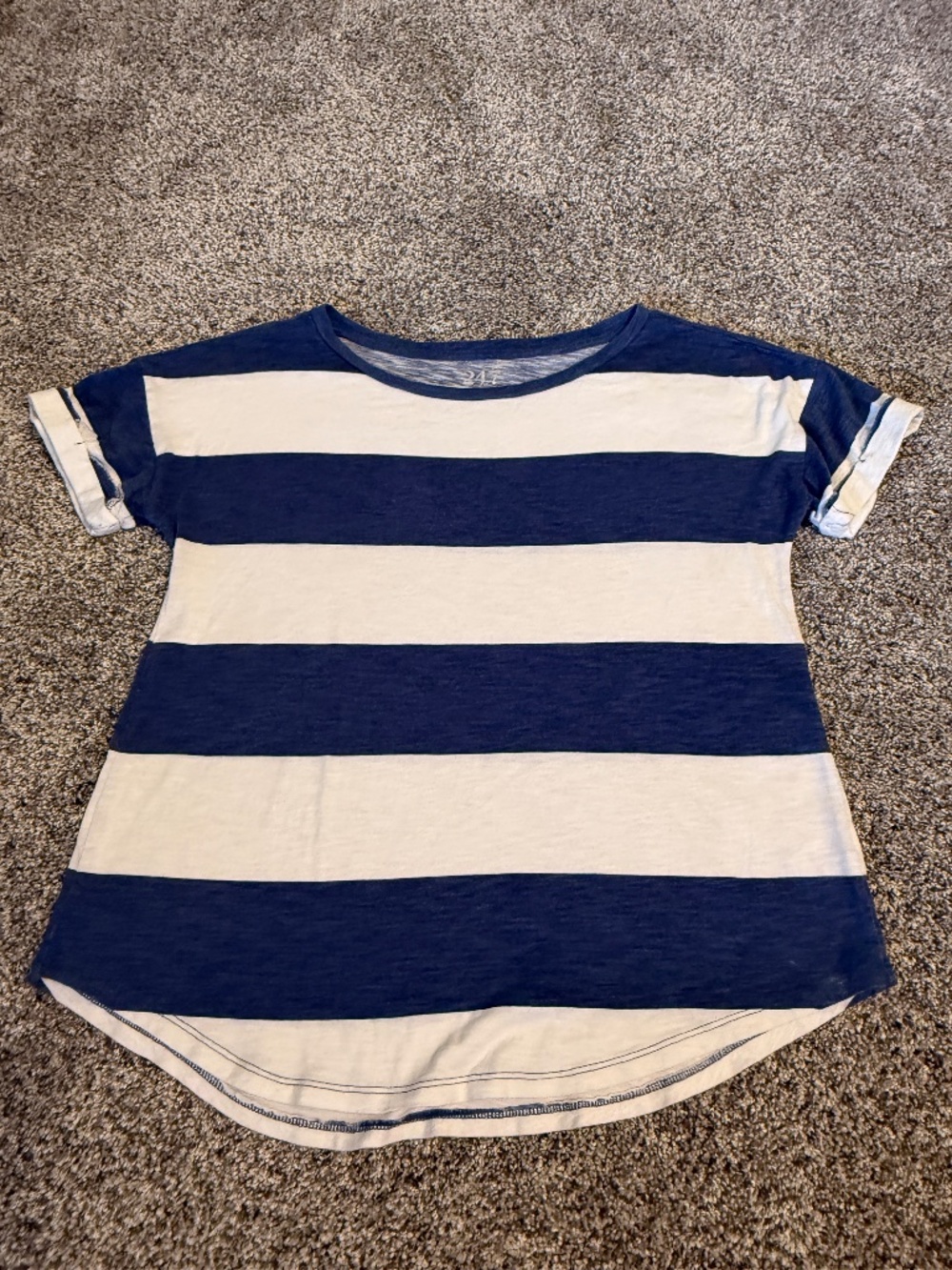 Maurices 24/7 Women's Short Sleeve Blue/White Striped Top Size medium t-shirt